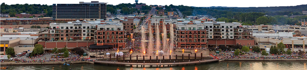 Aerial view of The Branson Landing waterfront district